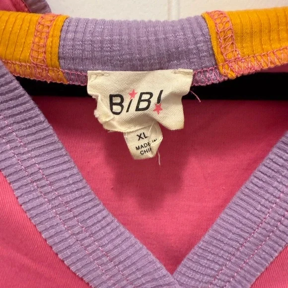 BiBi Pink Long Sleeve Top with Colorful Stripes - Picture 2 of 5